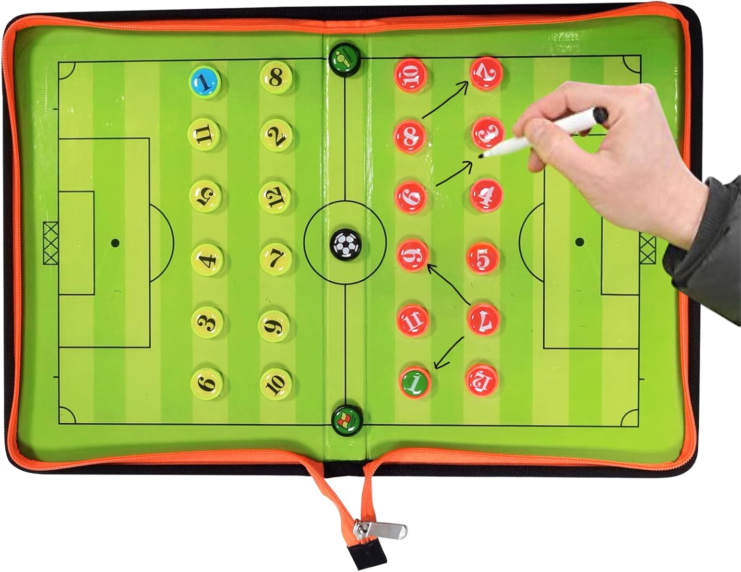 Tabla magnética de entrenamiento de fútbol, bolsa con cremallera, tabla de tácticas de fútbol, tablero de entrenamiento de juego de borrado en seco,