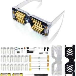MiOYOOW Kit de práctica de soldadura, gafas de luz LED de Navidad, kit de electrónica con batería, lentes activados por sonido, proyecto de MiOYOOW Kit de práctica de soldadura, gafas de luz LED de Navidad, kit de electrónica con batería, lentes activados por sonido, proyecto de