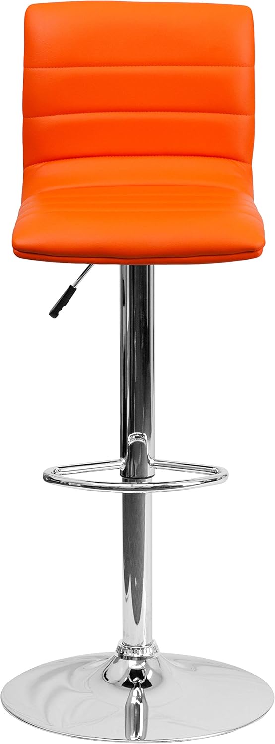 Flash Funiture silla de bar ajustable con base cromada, Vinilo, Anaranjado