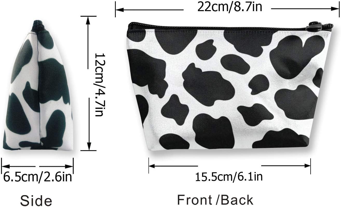 MSGUIDE Bolsa de cosméticos con estampado de vaca, bolsa de maquillaje portátil de viaje, neceser de maquillaje, organizador de accesorios,