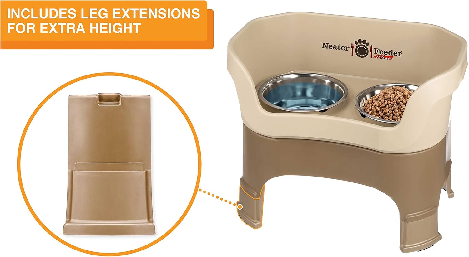 Neater Feeder Deluxe – Plato elevado con extensiones en las patas (combinación de tazón Slow Feed para la alimentación lenta, tamaño grande, color