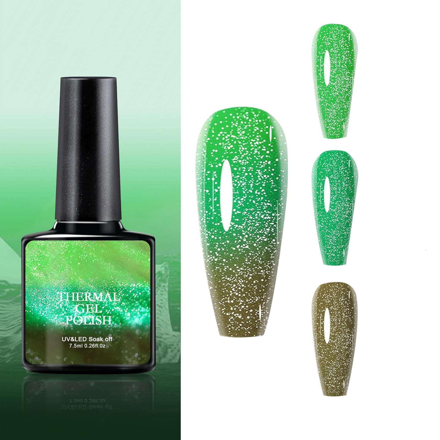 Esmalte de uñas de diamante roto con cambio de temperatura de 8 colores, clásico de hadas, degradado, arte de uñas, regalo para niñas, 0.3 fl oz
