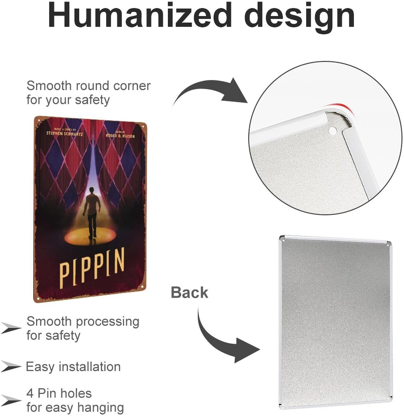 Cartel de decoración de pared con diseño de película Pippin de 12 x 8 pulgadas, letrero de metal para decoración de pared, cueva, bar, club, hogar,