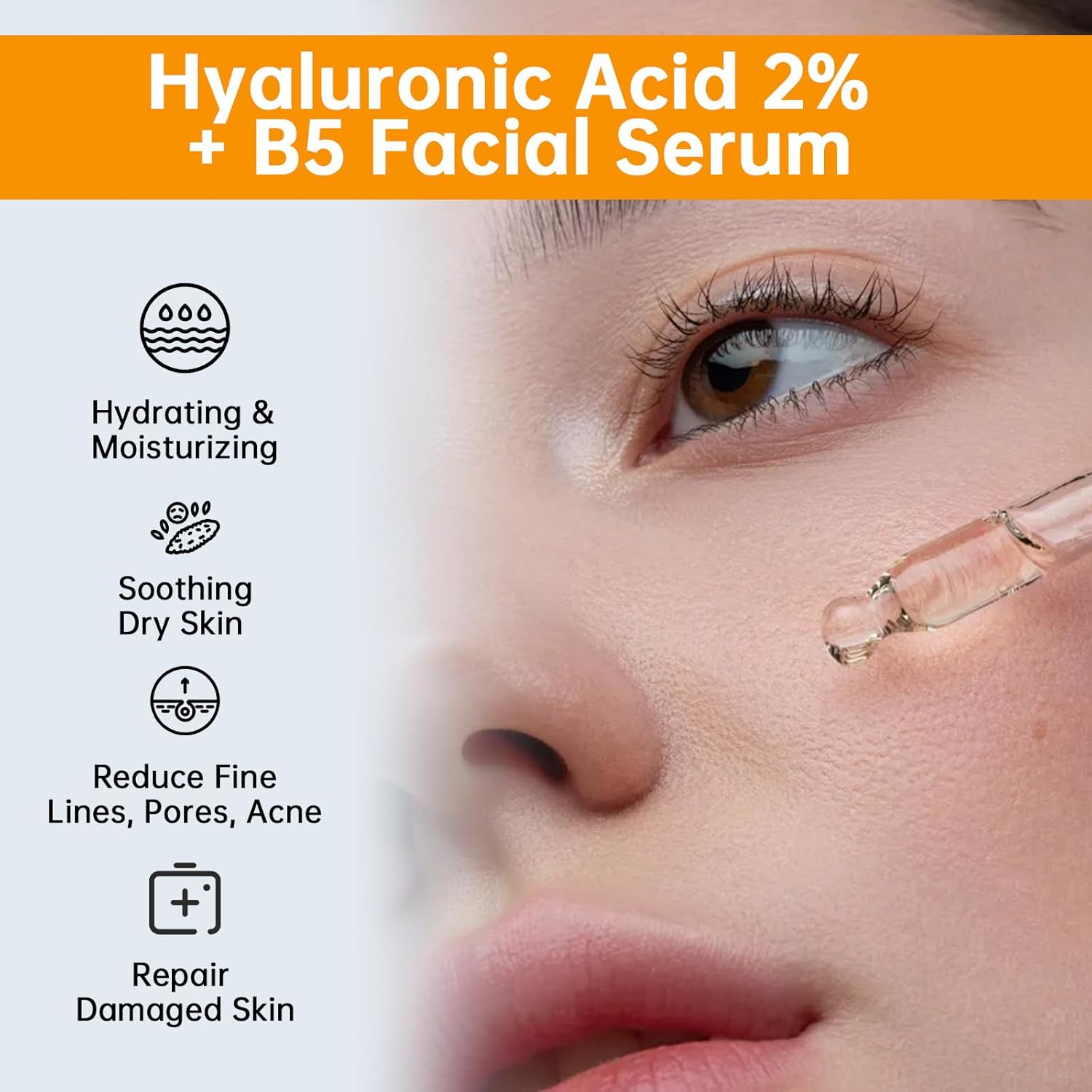 Suero facial de ácido hialurónico 2% + B5, suero de ácido hialurónico de 1.0 fl oz para cara, 1 onza de suero de ácido hialurónico, ácido