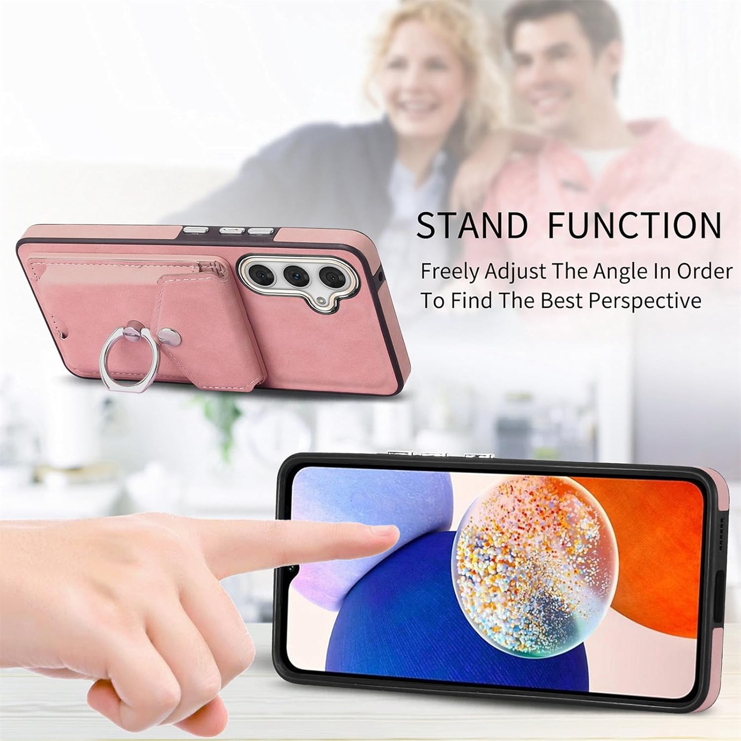 Asuwish Funda tipo cartera compatible con Samsung Galaxy A14M14 5G y protector de pantalla de vidrio templado, soporte para tarjetas, soporte