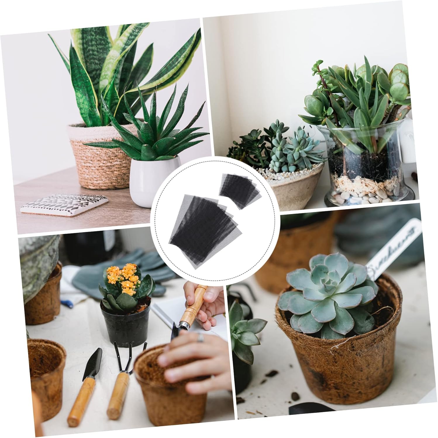 Yardwe 30 Pcs Flower Pot Bottom Mesh Bonsai Bottom Grid Mat Plastic Mesh Screen Garden Pots Hole Mesh Pad Planter Hole Mesh Screens Flower Pot Mesh