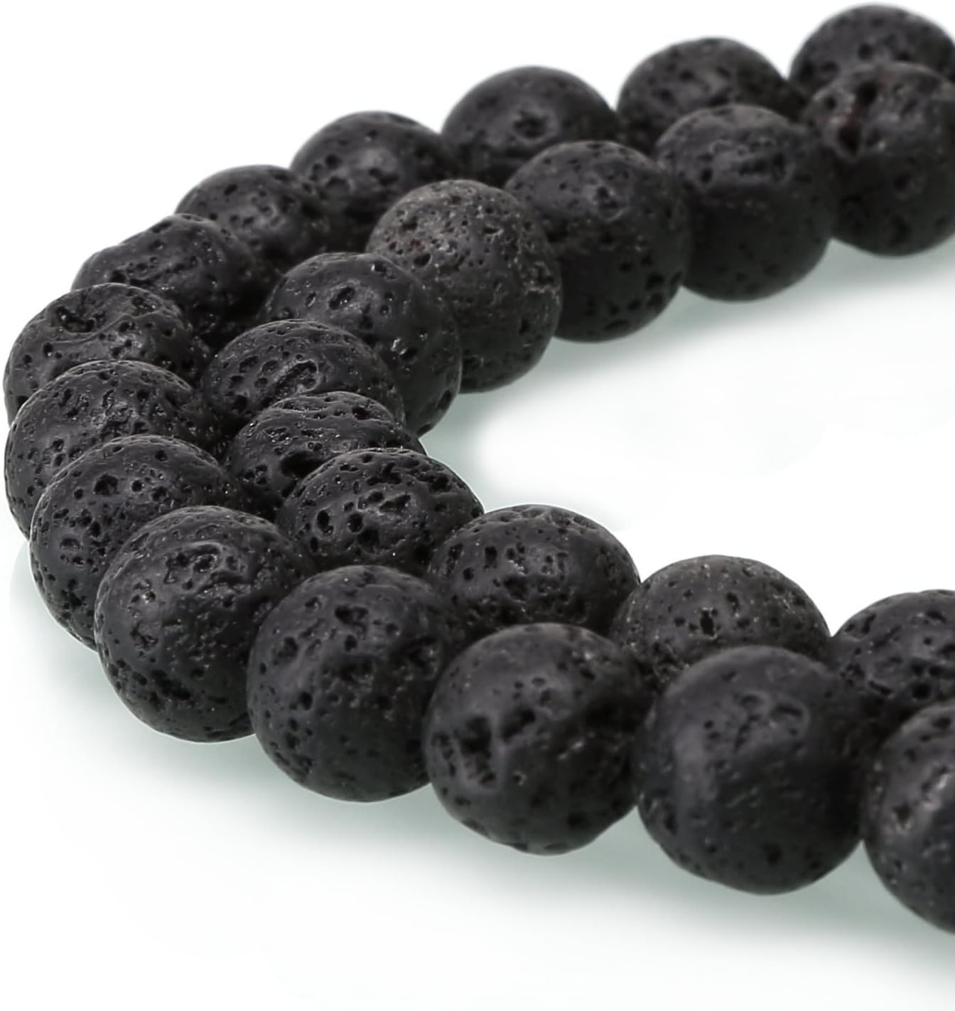 Adabele GY18-6 – 2 hebras de piedras preciosas curativas de roca volcánica negra natural de lava volcánica de 0.236 pulgadas, cuentas de piedra