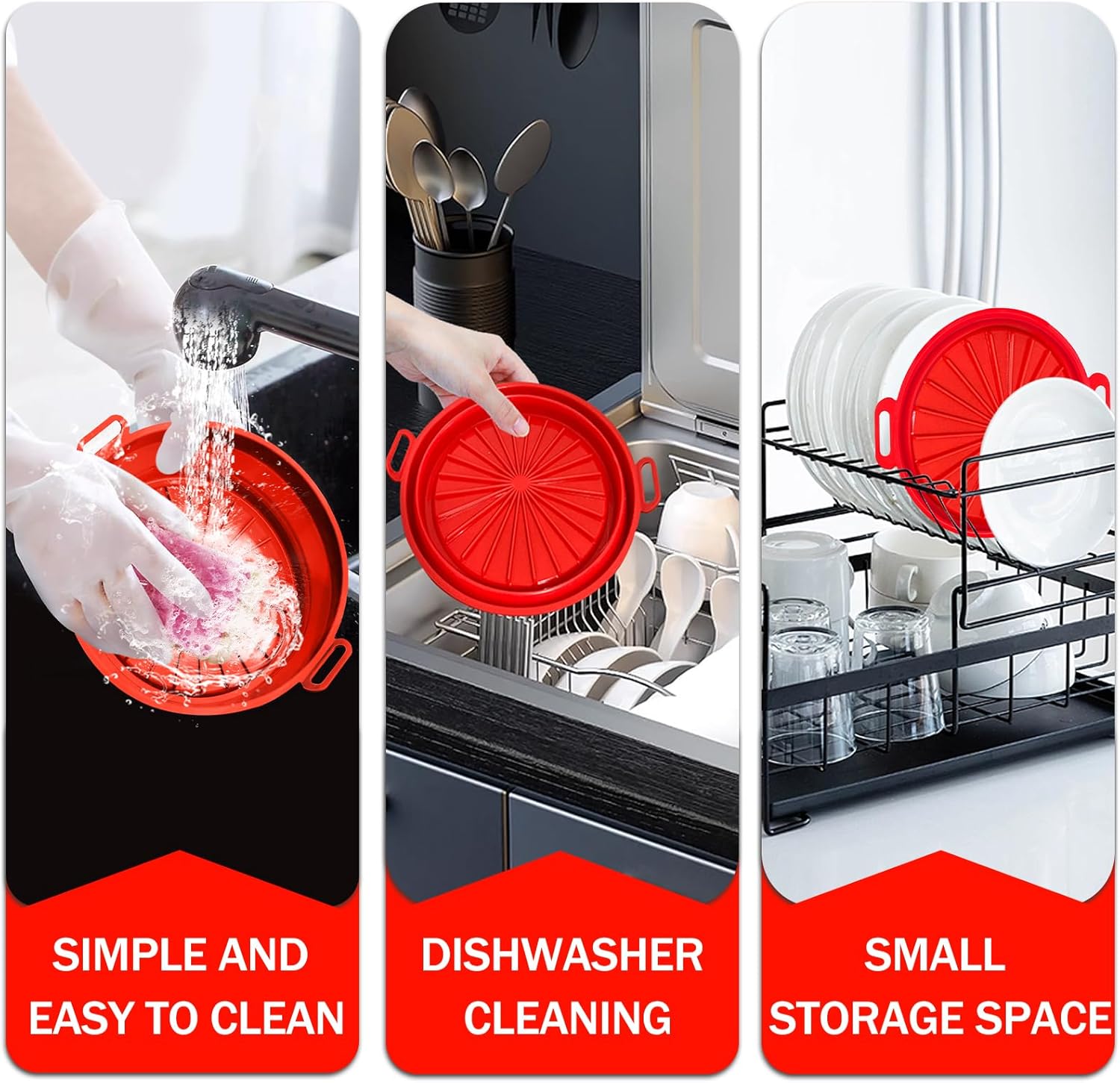 Forros de silicona para freidora de aire reutilizables, forros de silicona plegables de 2 piezas de 7.5 pulgadas, 3QT-5QT, cesta para freidora de