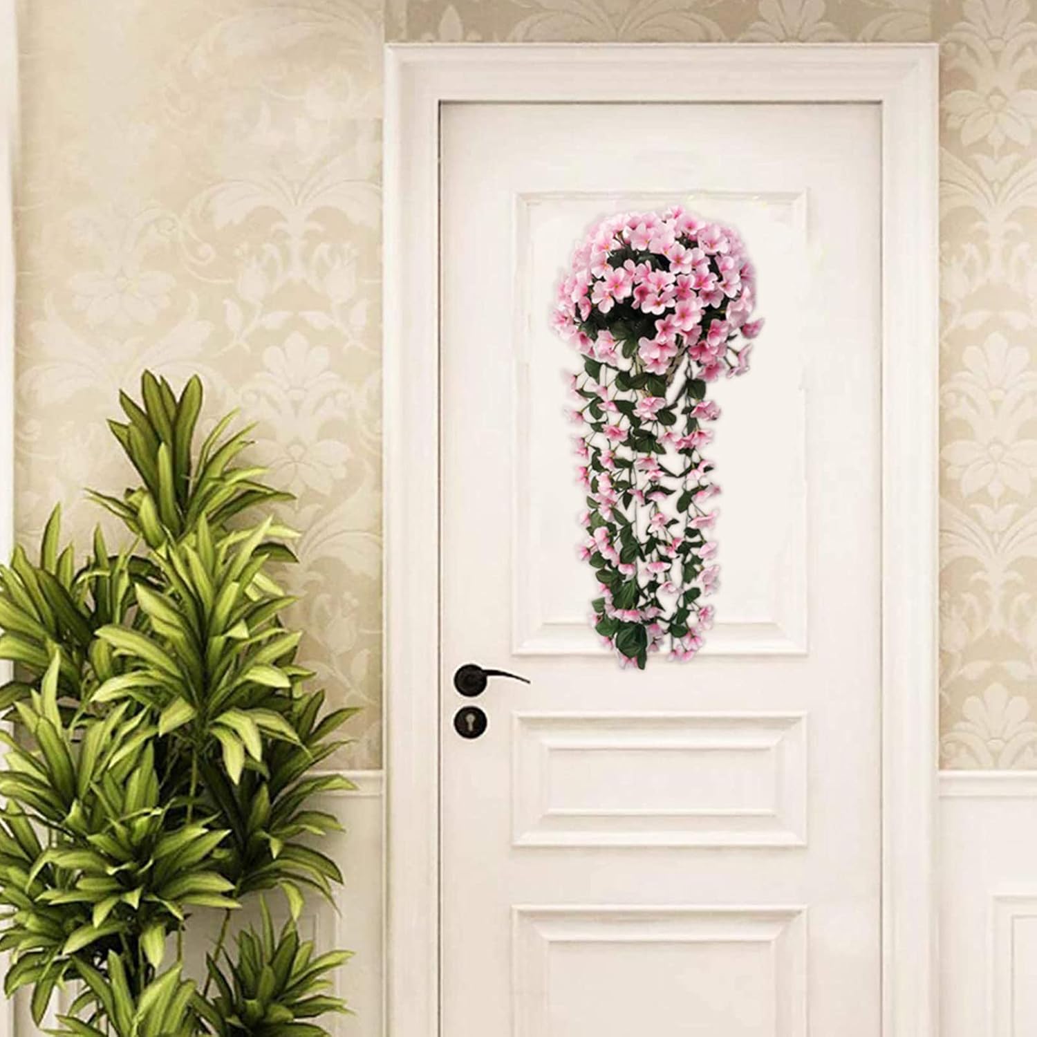 Scceatti Flores artificiales para exteriores, eucalipto falso, enredaderas artificiales para colgar en la pared, plantas de ratán sintético,
