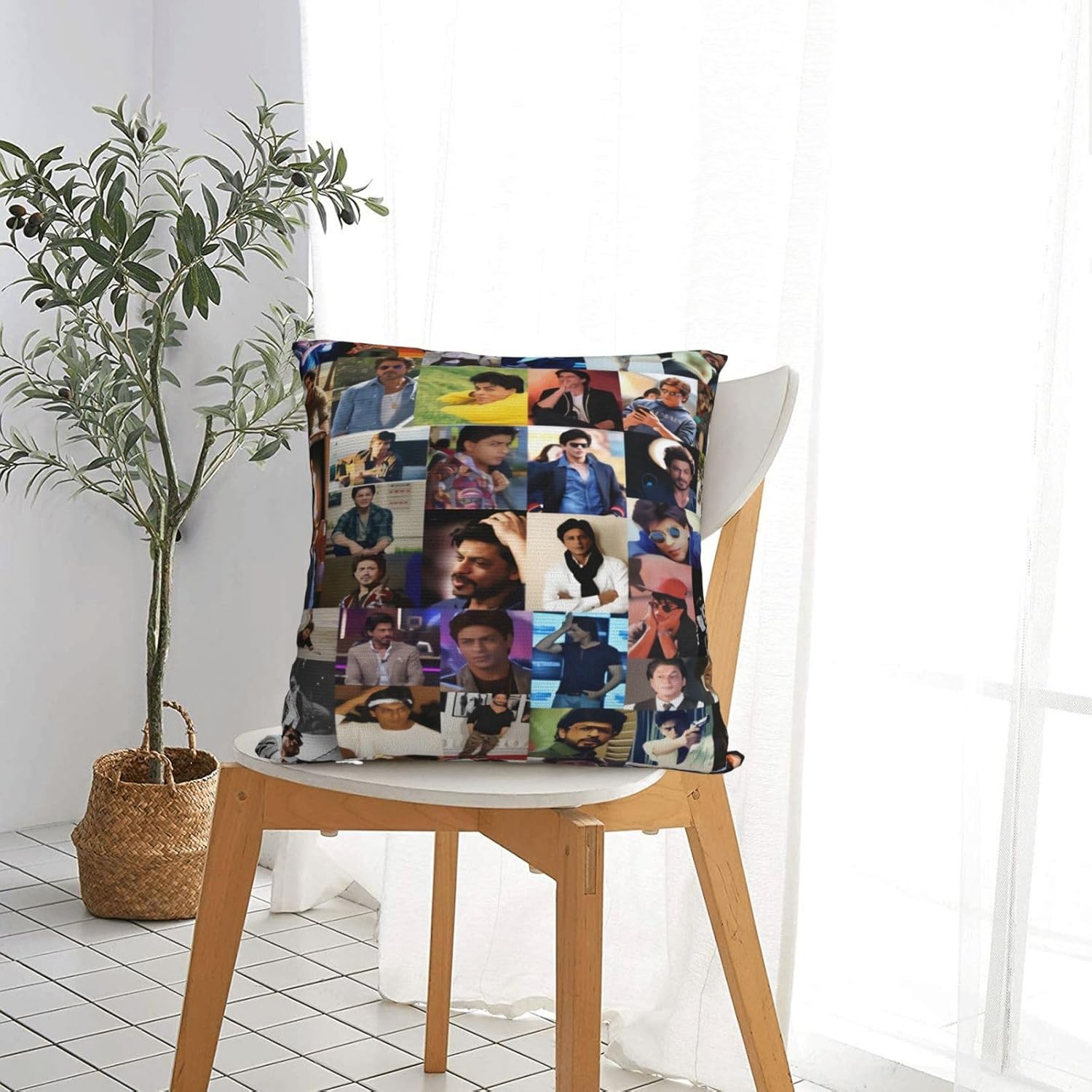 Shah Rukh Khan Collage – Fundas de almohada cuadradas con estampado gráfico para dormitorio, sofá, sala de estar, 16 x 16 pulgadas