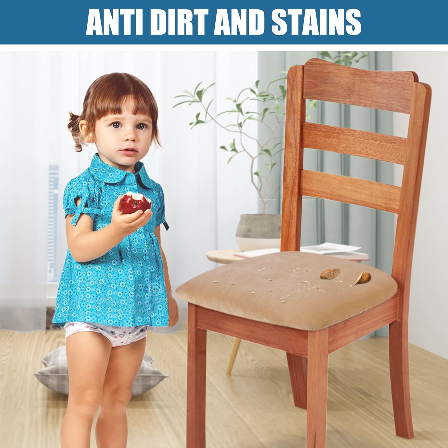Smiry – Originales fundas para asiento de silla de comedor, de terciopelo, con lazos, desmontables, lavables, elásticas, protectoras