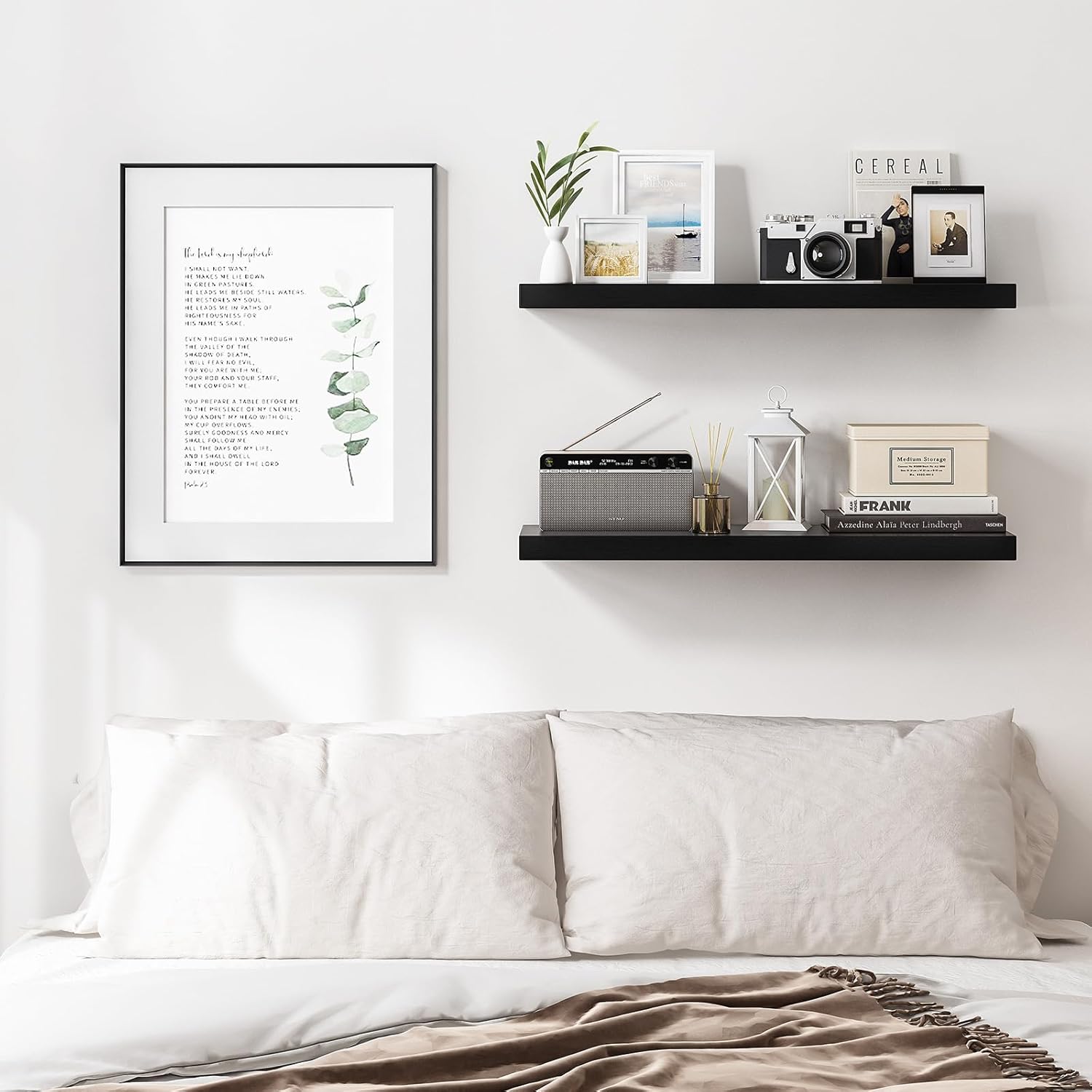Fixwal Estantes flotantes de 24 pulgadas para pared, estantes negros para montar en la pared con soporte invisible para baño, sala de estar,