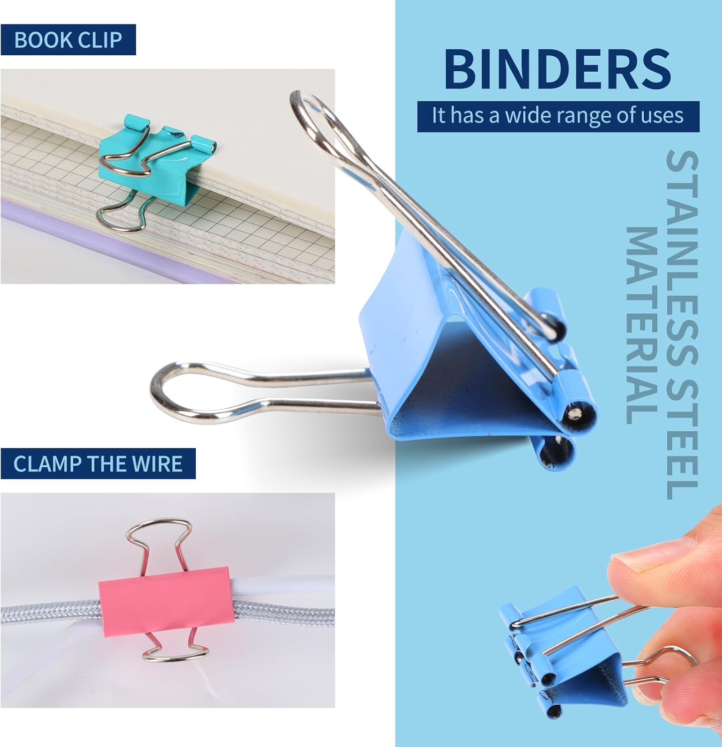 Clips de papel y clips para carpetas de varios tamaños, soporte de clip de papel pequeño y grande, juego de suministros de oficinaorganizadores de