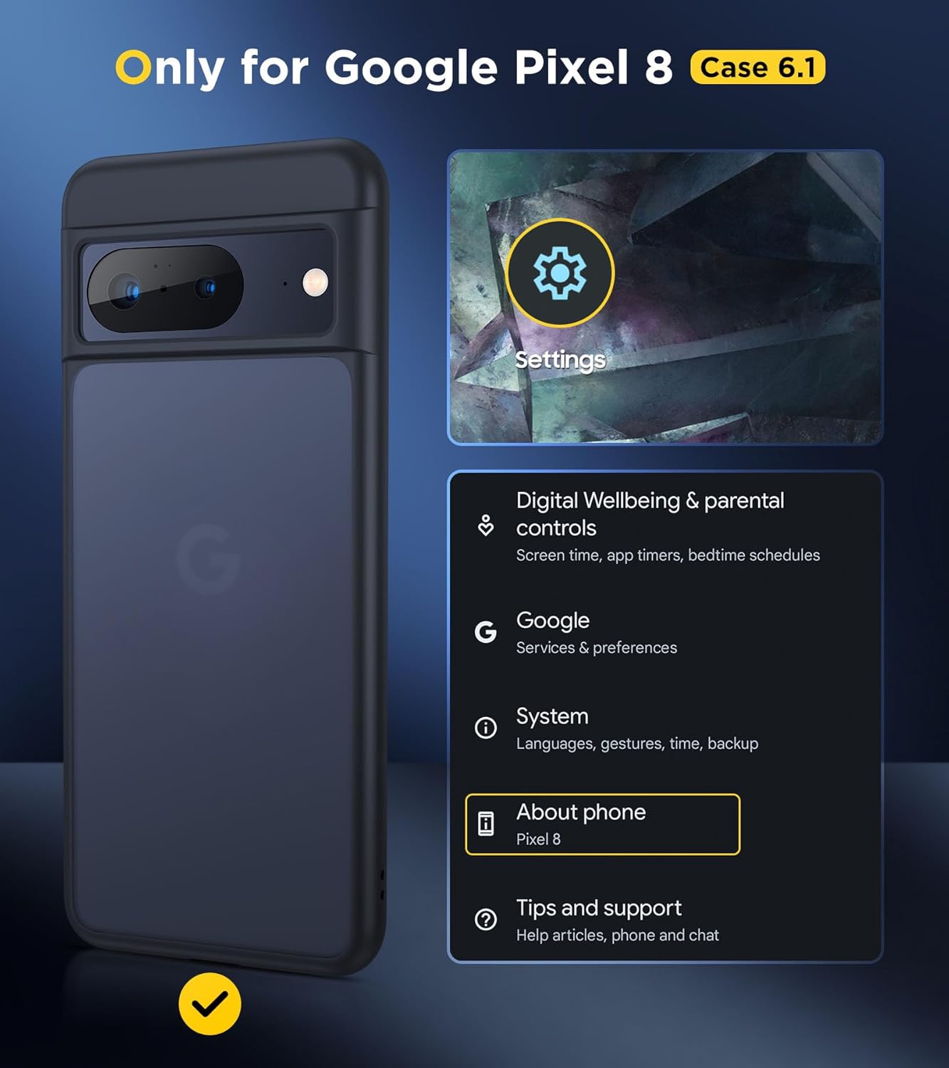 Humixx Funda a prueba de golpes diseñada para Google Pixel 8 protección contra caídas de grado militar tacto sedoso definitivo Protector translúcido