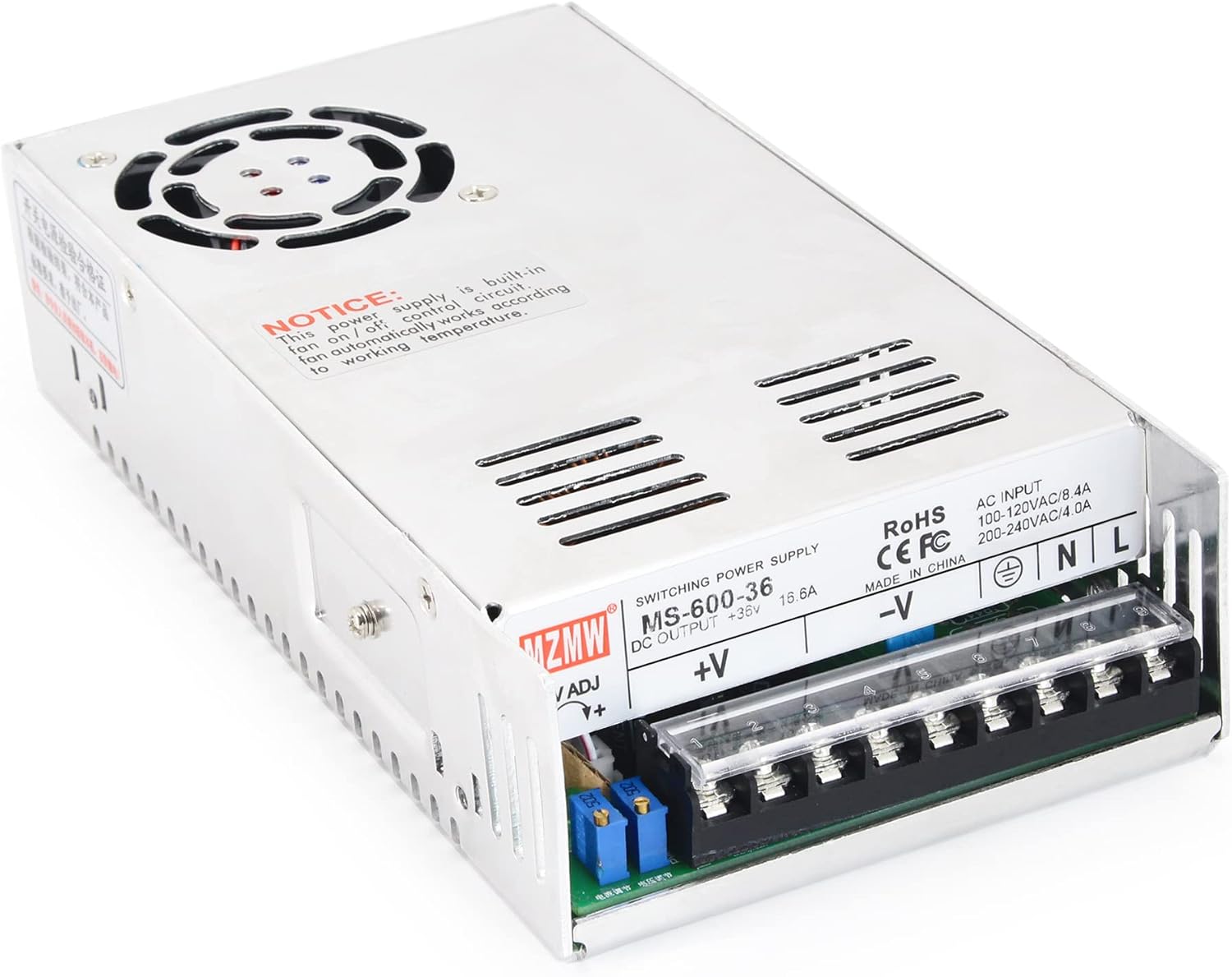 Transformador de fuente de alimentación de conmutación de 600 W 36 V CC adaptador de controlador de CA a CC, convertidor universal regulado para