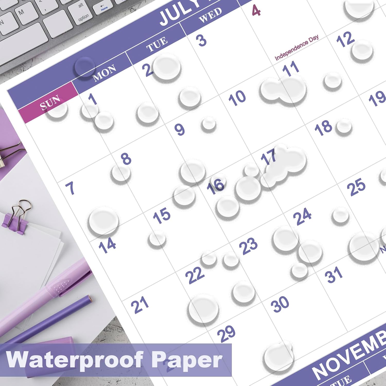 Calendario de pared 2024 borrable de 32 x 48 pulgadas, borrado en húmedo y seco, laminado de 12 meses, calendario anual anual de pared de 2 lados,