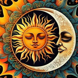 Kits de pintura abstracta de diamantes de sol y luna, pintura de diamante de punto de cruz 5D redondo para principiantes, producción de pasta de Kits de pintura abstracta de diamantes de sol y luna, pintura de diamante de punto de cruz 5D redondo para principiantes, producción de pasta de