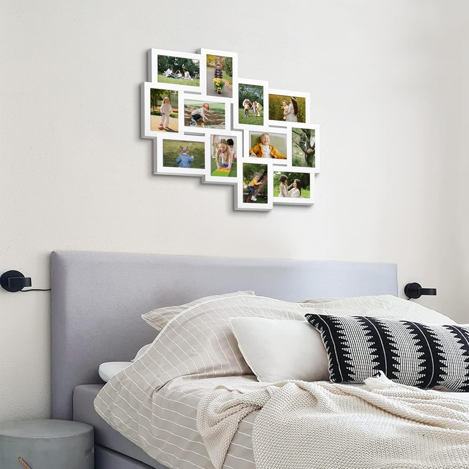 Marcos de fotos collage de 12 aperturas de Reunion Friends Family Memory Photo Frames Collage para decoración de pared, marco de fotos, selfie,