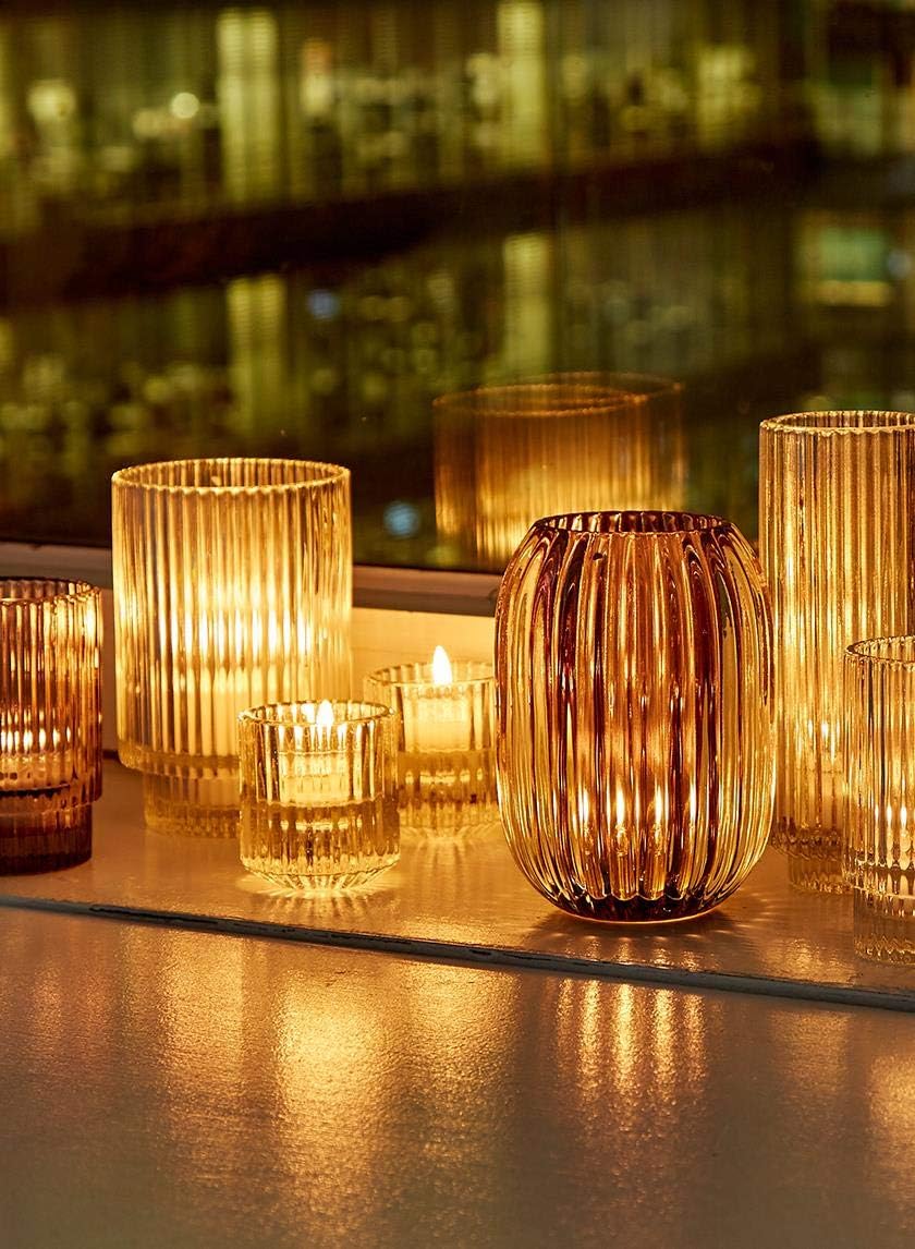 Serene Spaces Living – portavelas de cristal acanalado, perfecto para bodas y decoración del hogar, en varios tamaños y colores