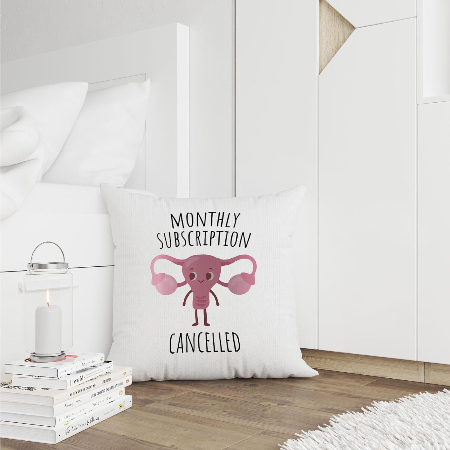 Funda de almohada con suscripción mensual de histerectomía cancelada, 18 x 18 pulgadas, histerectomía para mujeres, funda de cojín decorativa,