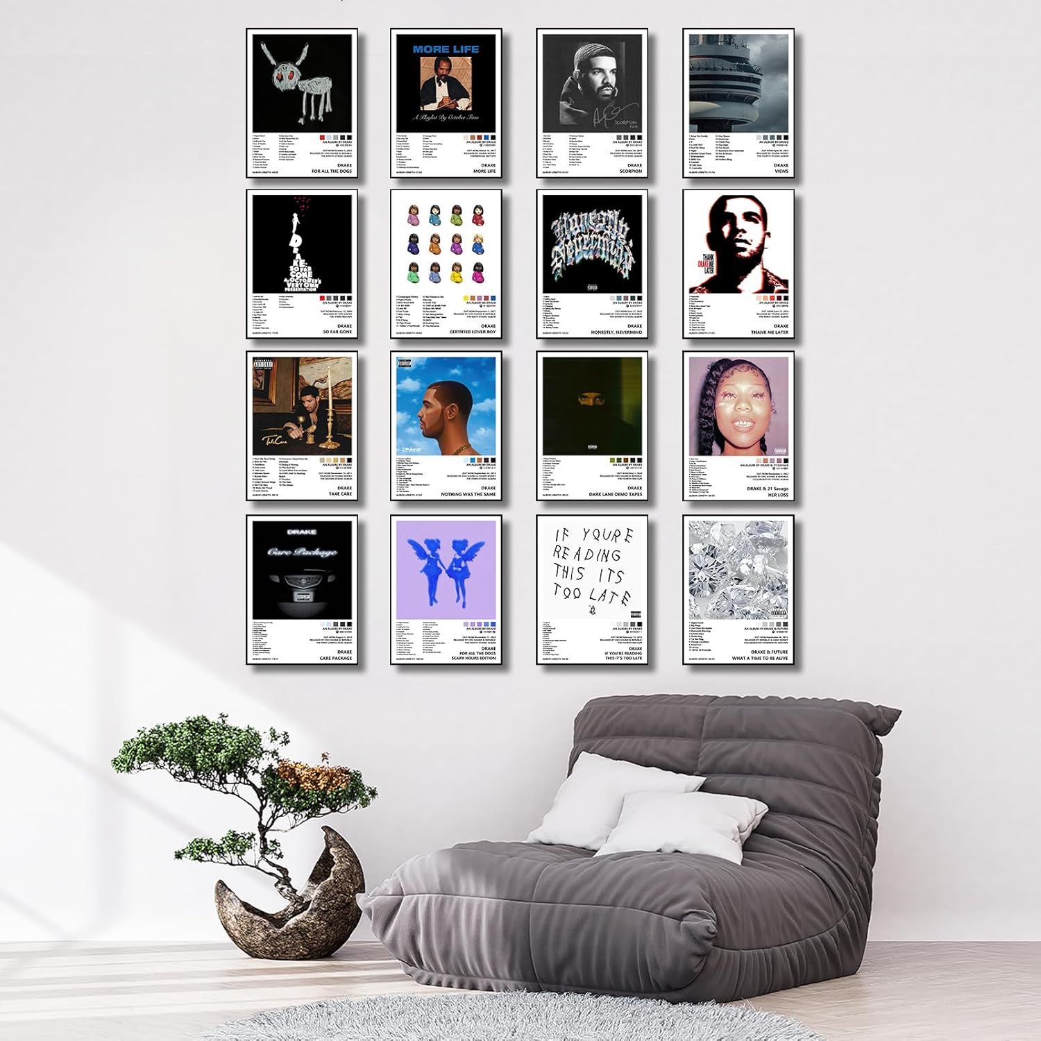 Drake – Póster (16 piezas de 8 x 11 pulgadas), pósteres musicales para estética de habitación, arte de pared para decoración de habitación para
