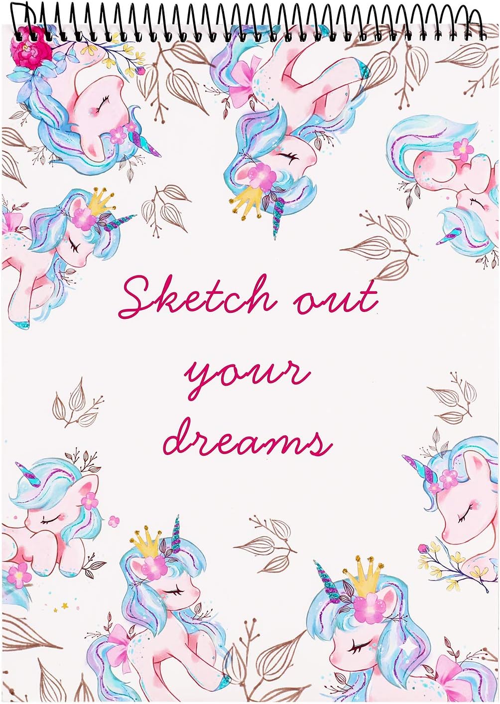 Cuaderno de bocetos para niños, libro de bocetos Unicron y papel de arte para niñas y artistas para dibujar y dibujar o garabatear, 8.5 x 11