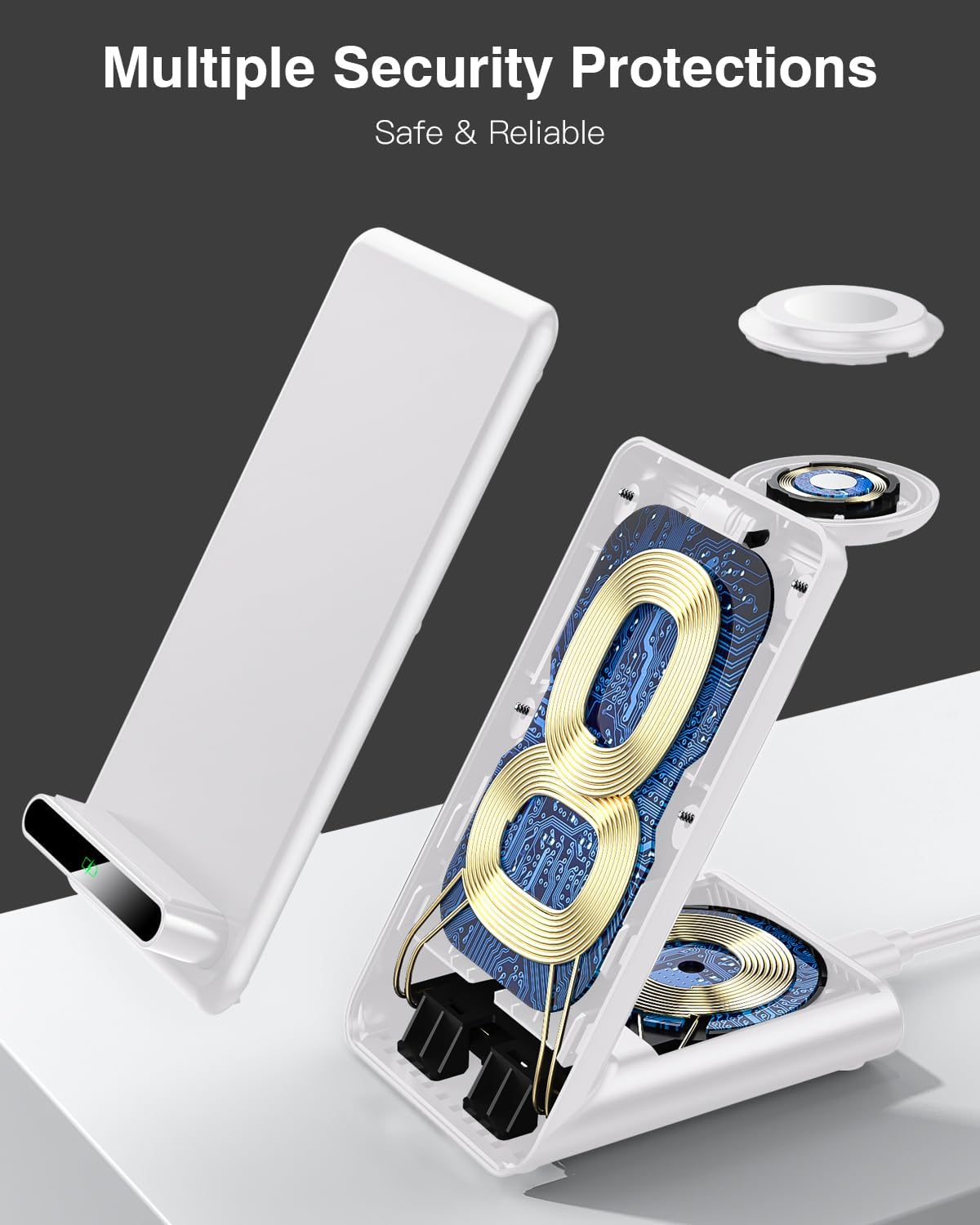 Estación de carga inalámbrica, soporte de carga inalámbrico 3 en 1 hecho para Apple Watch Ultra 9 8 7 6 SE 5 4 3, cargador inalámbrico rápido hecho