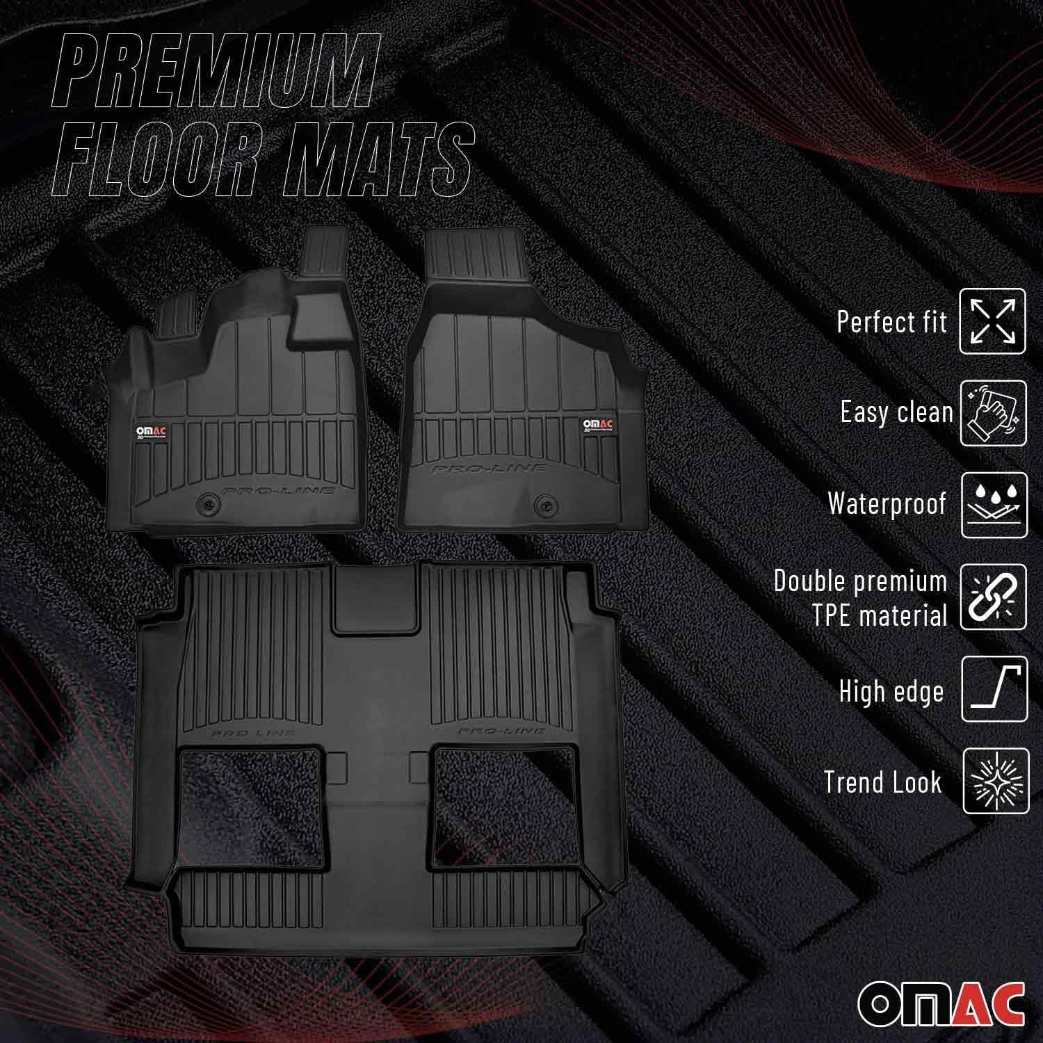 OMAC Alfombrillas prémium para Dodge Grand Caravan 2008 a 2020, juego de revestimientos moldeados 3D delanteros y traseros, protector para todo tipo