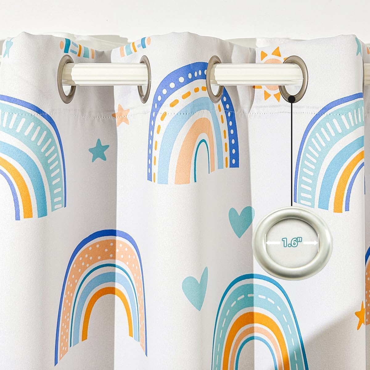 Btargot Cortinas arcoíris para dormitorio de niños, cortinas opacas para oscurecer la habitación para niñas y niños, juego de 2 paneles (42 x 63