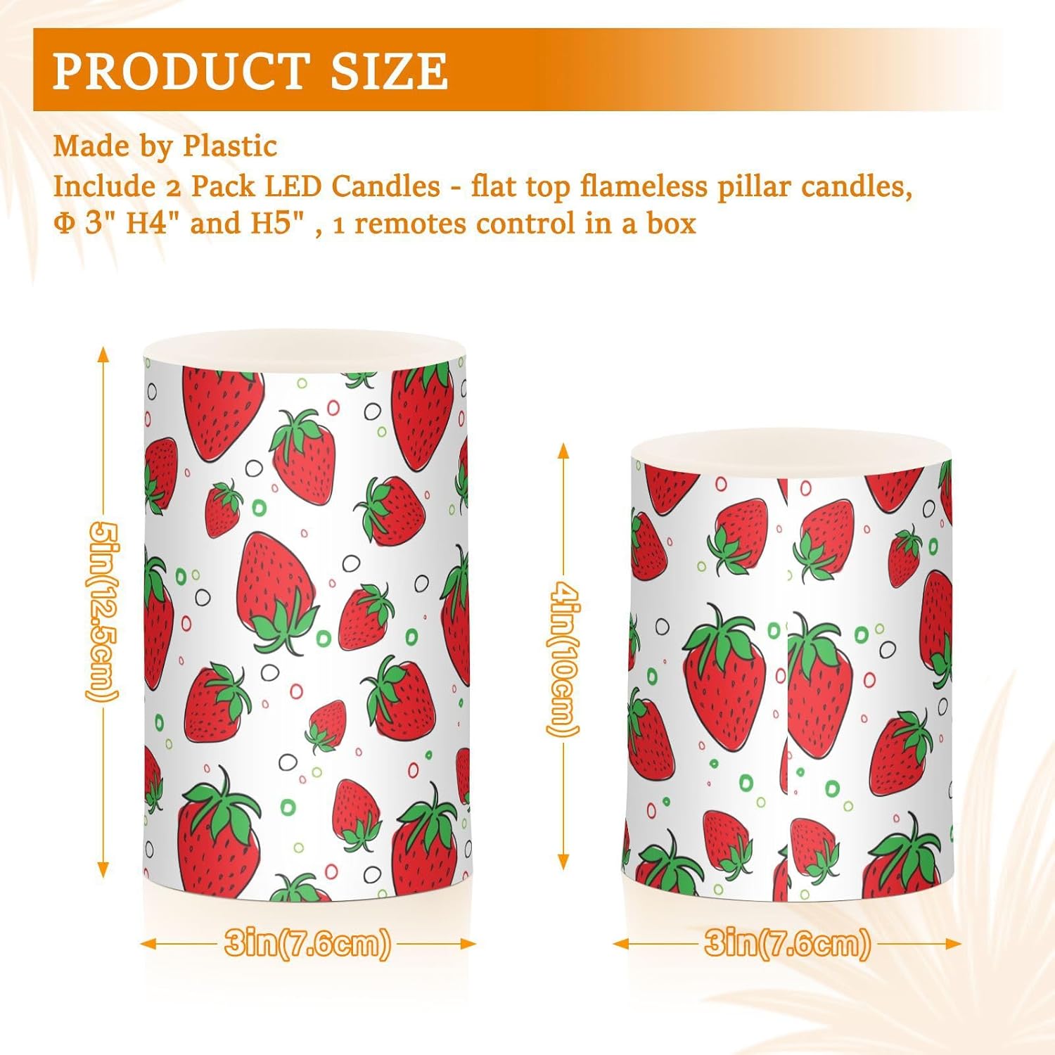 DOMIKING Velas LED eléctricas sin llama de fresas con temporizador, funciona con pilas, velas parpadeantes para centro de mesa, decoración votiva