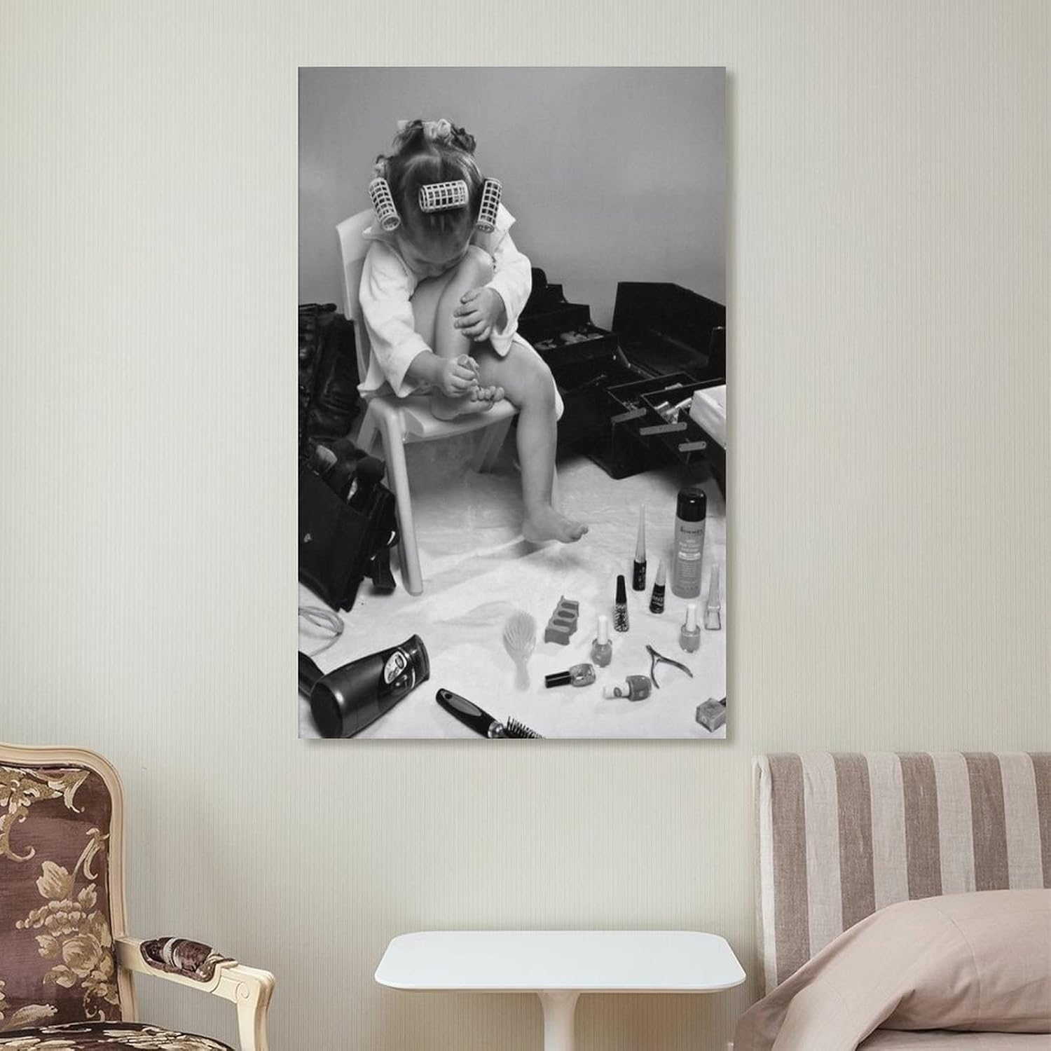 Póster de arte vintage para salón de belleza infantil en blanco y negro, pinturas artísticas para pared, decoración del hogar, sala de estar,