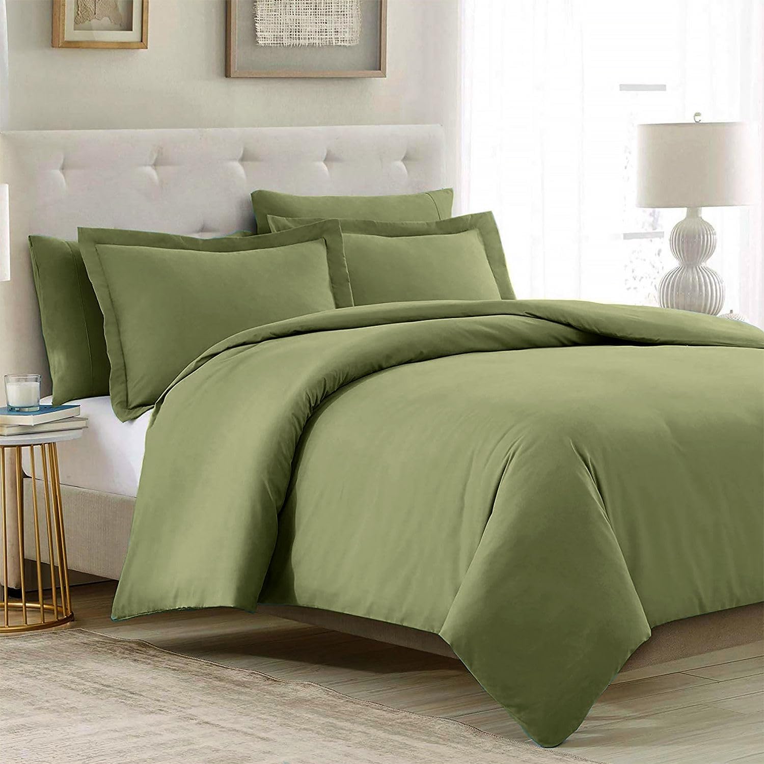 Mellanni Juego de funda de edredón tamaño matrimonial, juego de ropa de cama de 5 piezas de la colección icónica, lujo de hotel, extra suave y