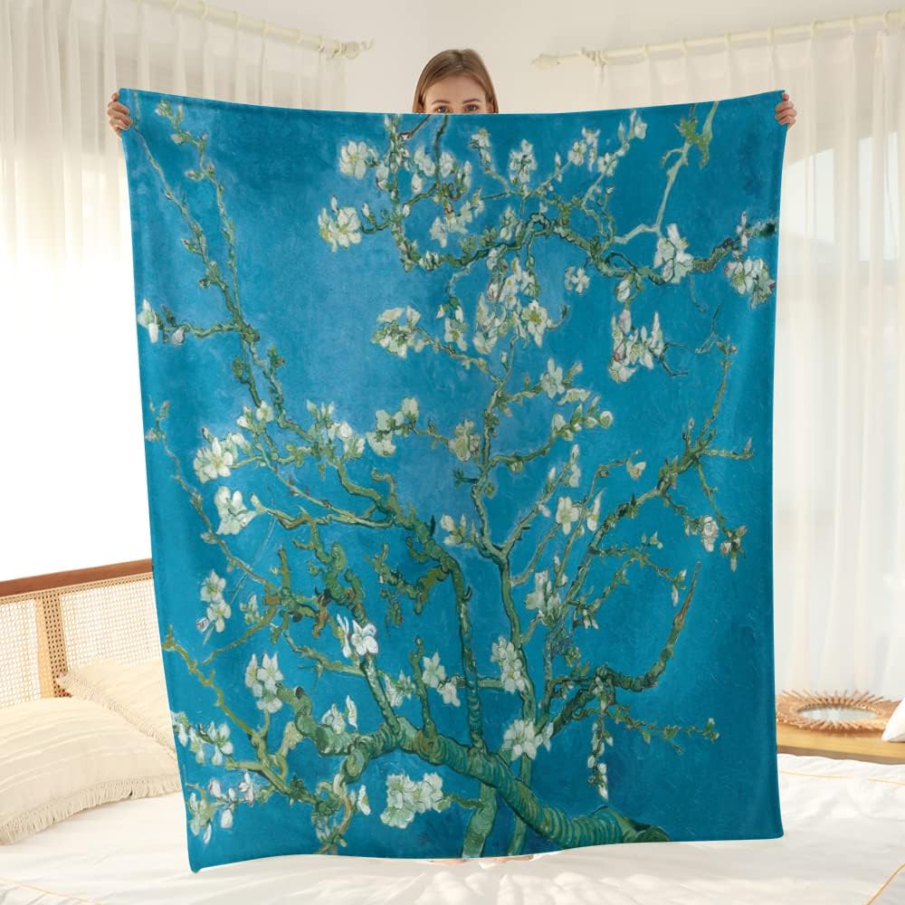 Wesan Vincent Van Gogh – Manta de regalo de cumpleaños con diseño de almendras en flor para mujeres, niños, niñas, esposas, hermanas, hombres,