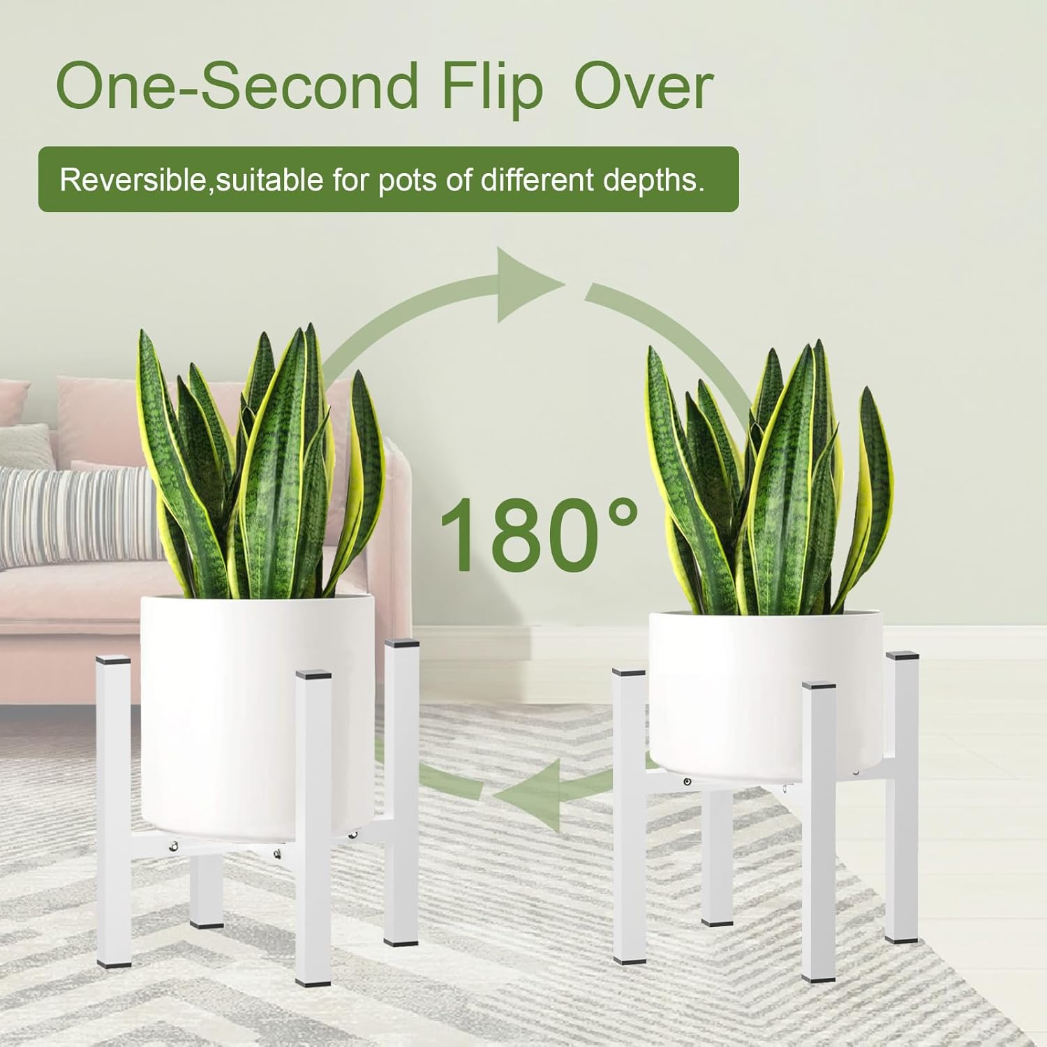 Soporte de metal ajustable para plantas, resistente para interiores y exteriores, para macetas de 8 a 13 pulgadas, color blanco (maceta no incluida)