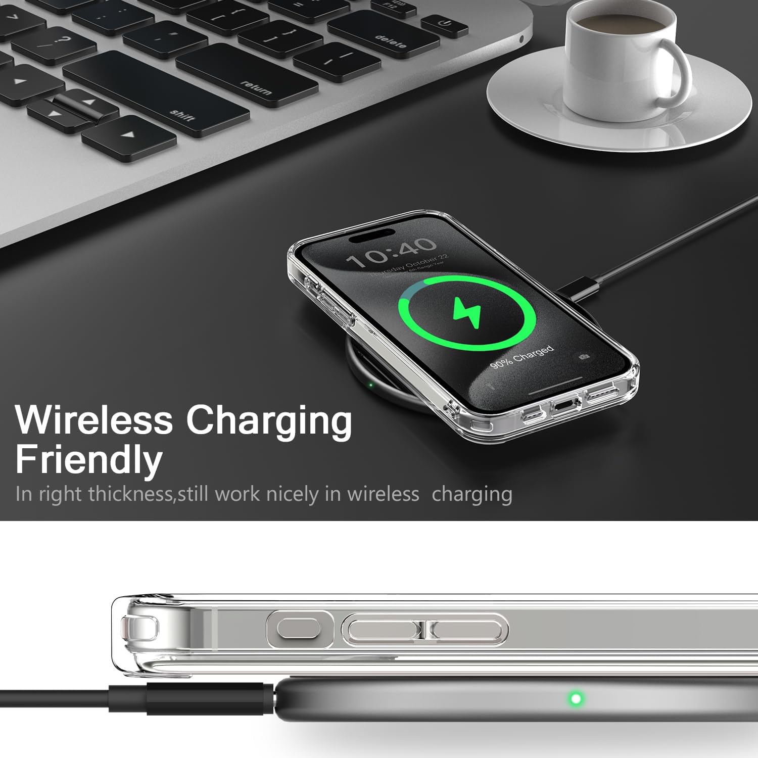 bicol Funda compatible con iPhone 15 Pro, funda transparente con diseños de moda para niñas y mujeres, ajuste delgado, a prueba de golpes, funda