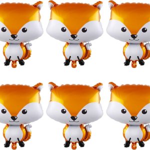 6 globos de papel de aluminio de zorro, globos de fiesta de animales del bosque, lindos globos de Mylar helio Hawaii Forest Critter Fox globo para 6 globos de papel de aluminio de zorro, globos de fiesta de animales del bosque, lindos globos de Mylar helio Hawaii Forest Critter Fox globo para