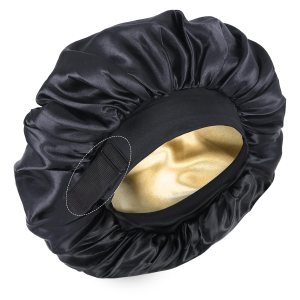 Gorro de seda para dormir de doble capa de satén ajustable para mujeres negras, gorro de dormir reversible para cabello rizado (negro) Gorro de seda para dormir de doble capa de satén ajustable para mujeres negras, gorro de dormir reversible para cabello rizado (negro)