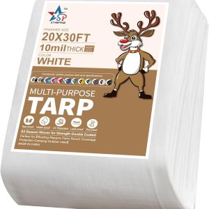 Cubierta de lona de polietileno blanco resistente de 0.394 in – Gruesa impermeable, resistente a los rayos UV, duradera, resistente a la intemperie, Cubierta de lona de polietileno blanco resistente de 0.394 in – Gruesa impermeable, resistente a los rayos UV, duradera, resistente a la intemperie,