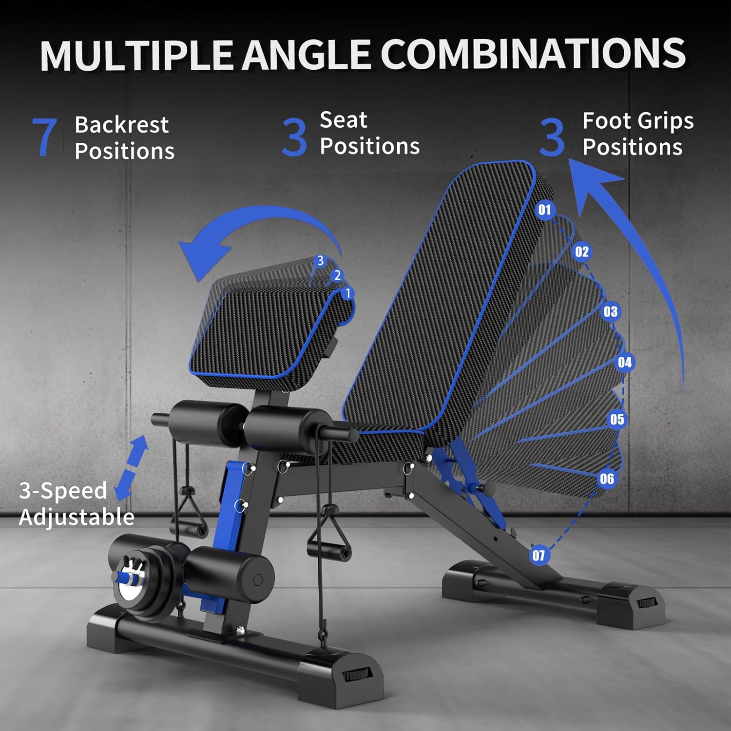 Banco de pesas ajustable banco de entrenamiento plegable, ideal para entrenamiento de fuerza de cuerpo completo, inclinación, banco plano de