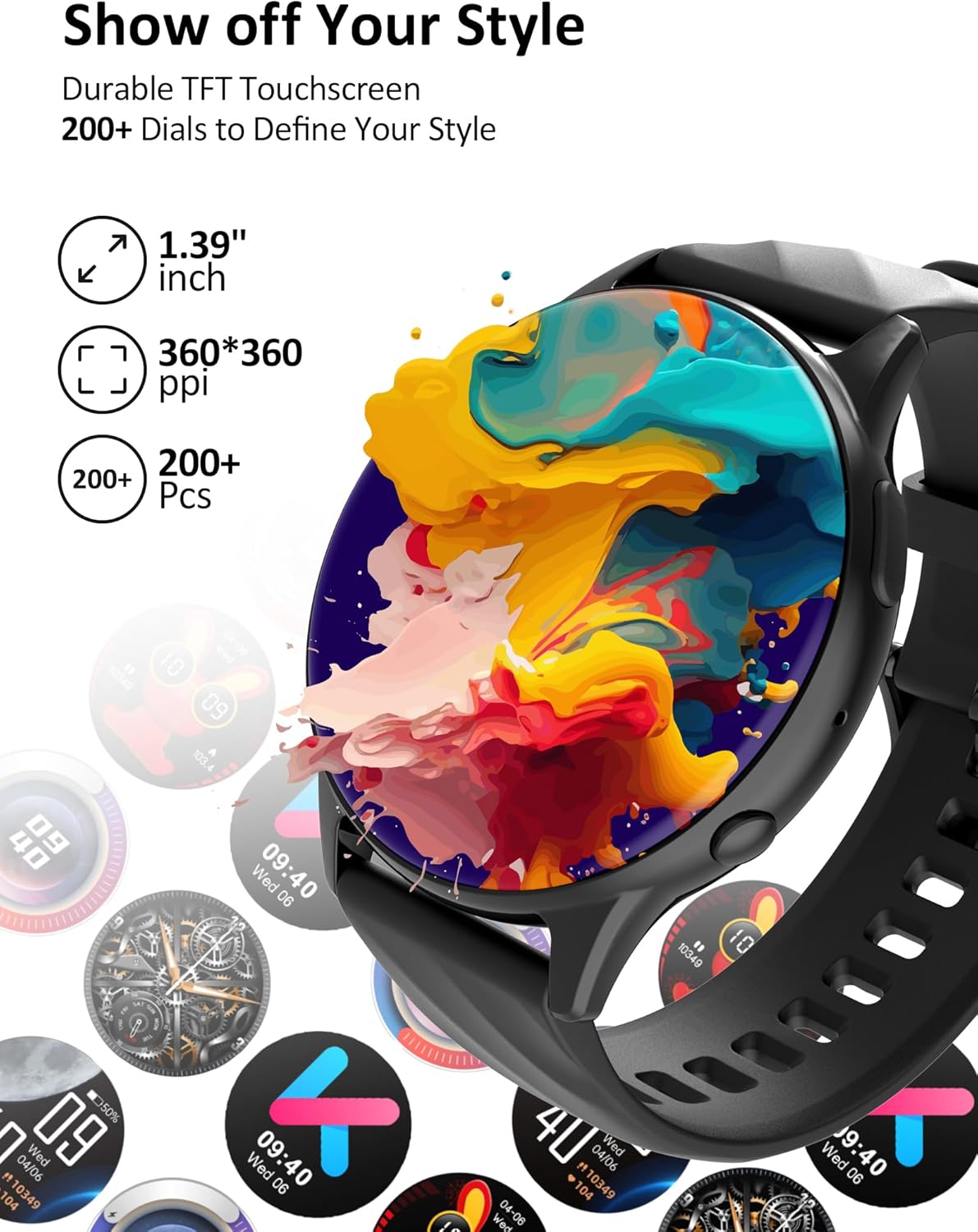 Reloj inteligente para hombres y mujeres con pantalla táctil, reloj inteligente con asistente de voz y recordatorios de mensajes, rastreador de