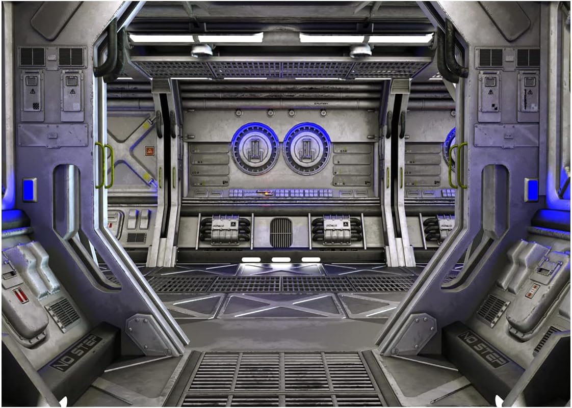 XYSCZYY Telón de fondo de nave espacial de 9 x 6 pies para fotografía espacial, ciencia ficción, nave espacial, fondo futurista, estación espacial,