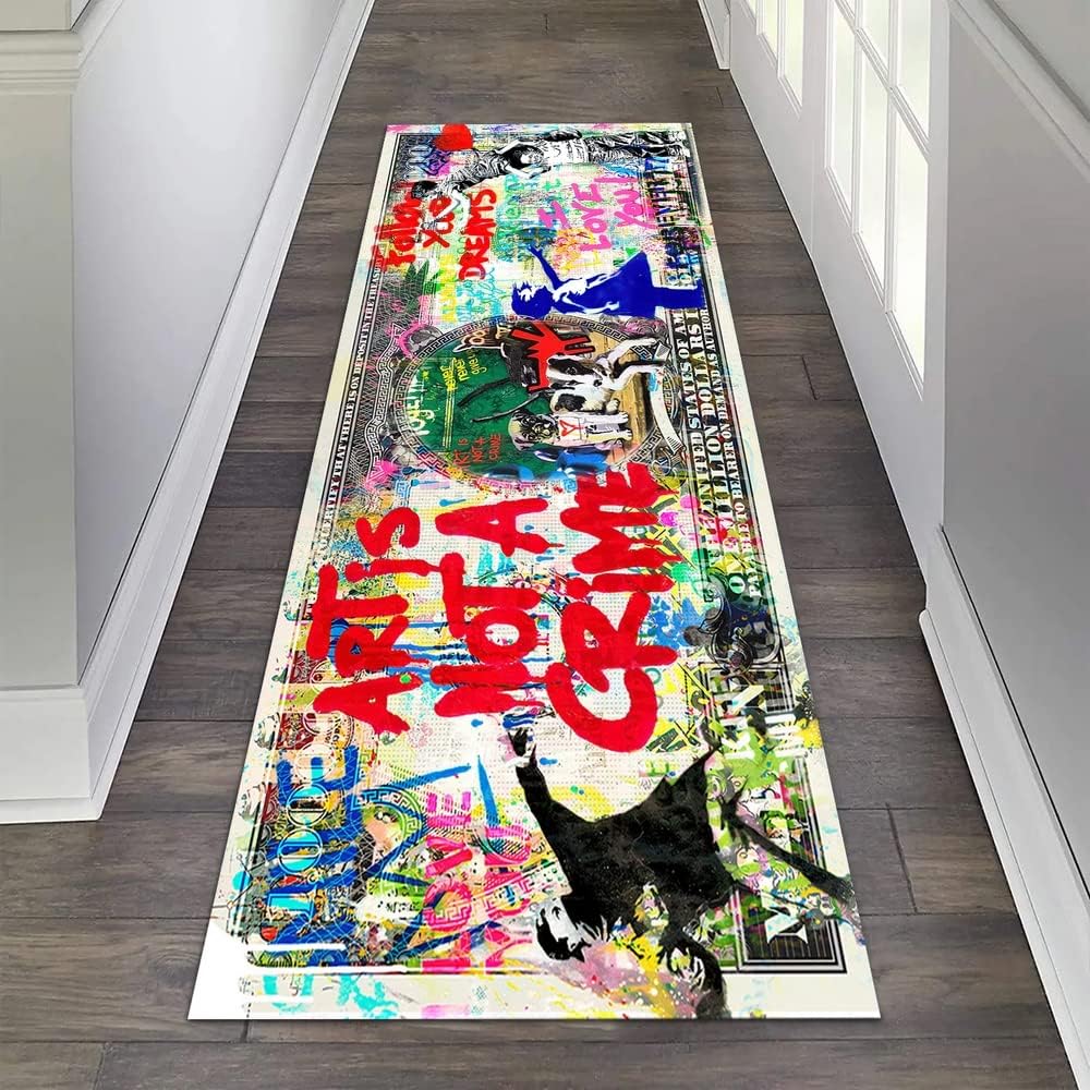 JUST BREATHE Graffiti – Alfombra abstracta con texto en inglés “Follow Your Dreams” Pop Art, alfombra inspiradora para el dinero, alfombra de un