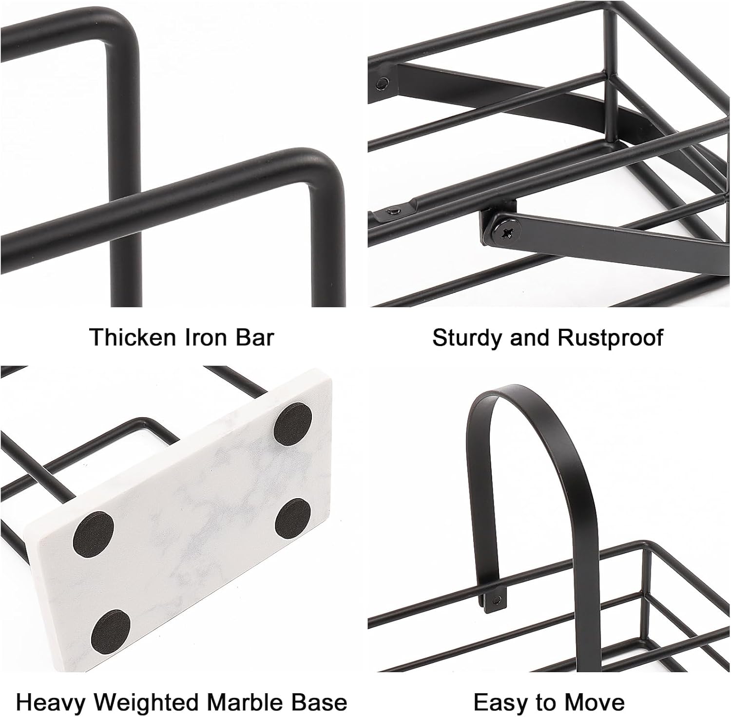 Servilletero de metal, moderno dispensador de papel de seda independiente con almacenamiento de condimentos para mesa de cocina (base de mármol,