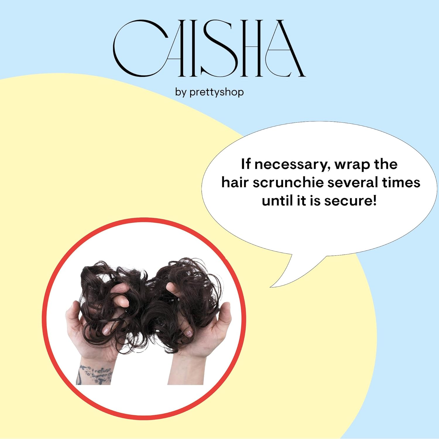 CAISHA Prettyshop – Banda elástica XXL tipo postizo de cabello voluminoso ondulado, ideal para peinados recogidos de novias o rodetes desaliñados,