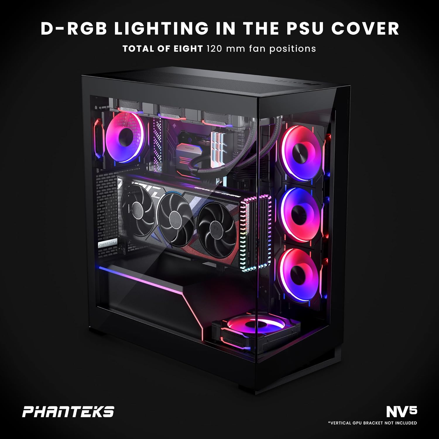 Phanteks NV5 (PH-NV523TG_DMW01) Chasis de media torre para escaparate, alto rendimiento de flujo de aire, iluminación DA-RGB integrada, diseño de