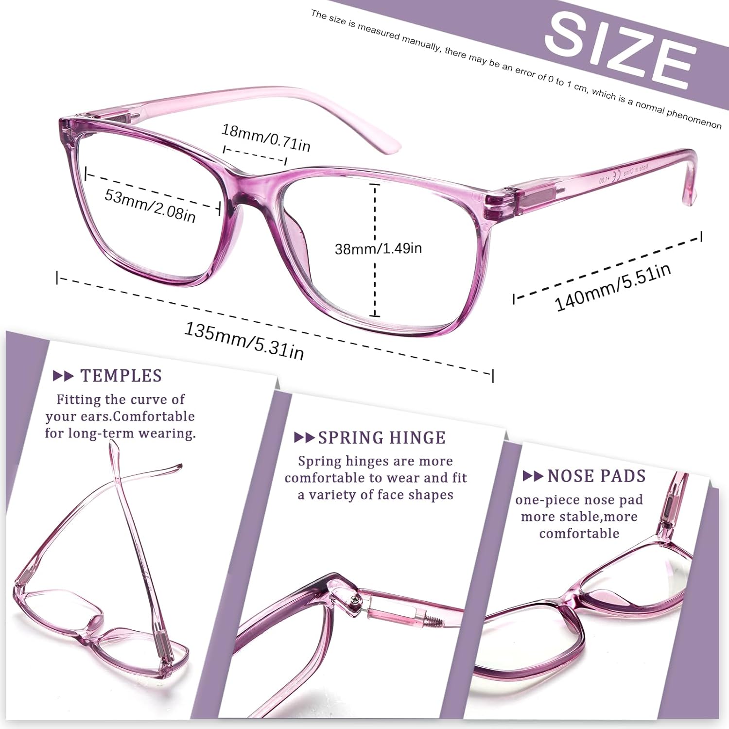 COJWIS Lentes de lectura progresivos multienfoque, bloqueo de luz azul, para mujeres y hombres, bisagra de resorte para lectores de computadora (4