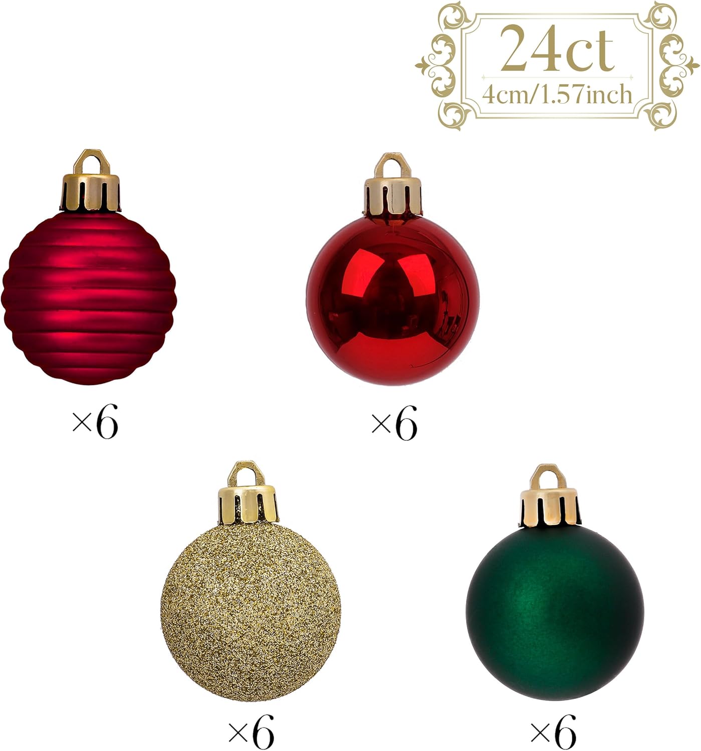 Valery Madelyn – Esfera navideña (24 piezas, 40 mm, esferas de Navidad inastillables, para decoración de árbol de Navidad