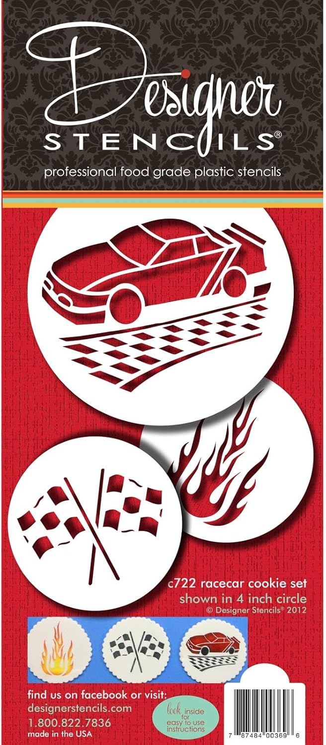 Juego de plantillas de galletas de coche de carreras de Designer Stencils