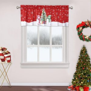 Cortina de cenefa de Navidad, cortinas de cafeterÃa, tratamiento de ventana, bolsillo para barra para decoración del hogar, 1 panel para baño, sala Cortina de cenefa de Navidad, cortinas de cafeterÃa, tratamiento de ventana, bolsillo para barra para decoración del hogar, 1 panel para baño, sala