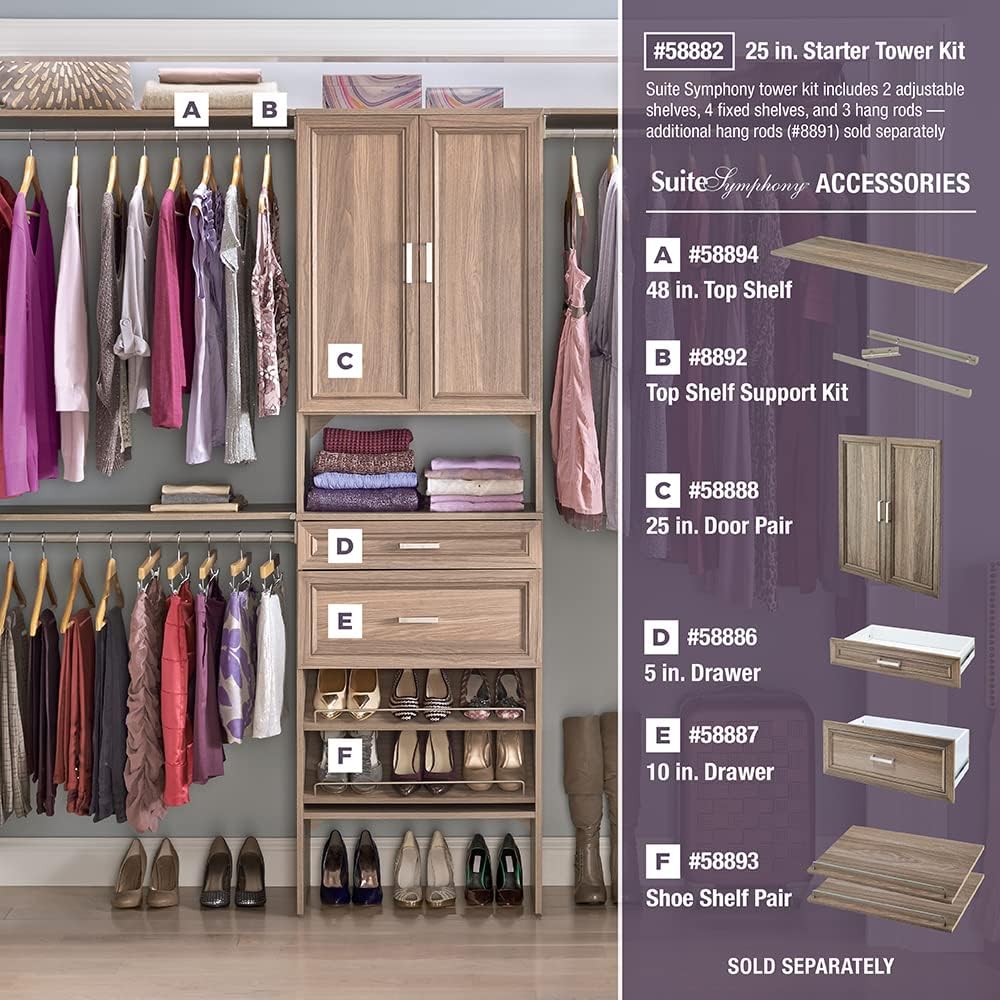 Cubículo ClosetMaid SuiteSymphony de 25 x 6 pulgadas